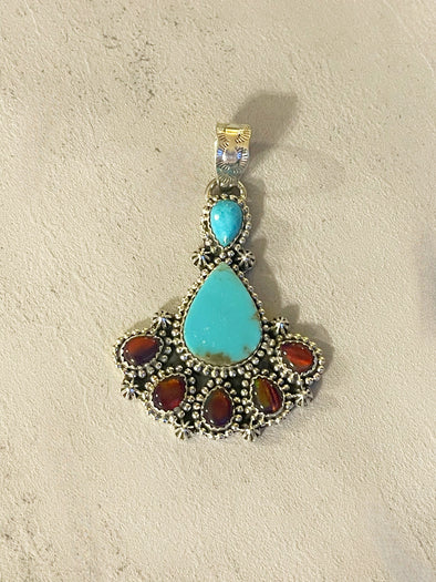 Sterling Silver Turquoise Opal Stamped Pendant