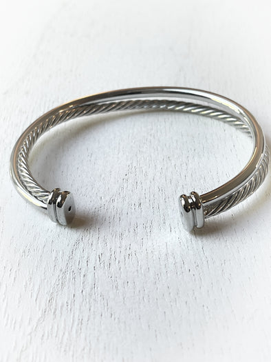 Silver Open Cuff Twist Bracelet