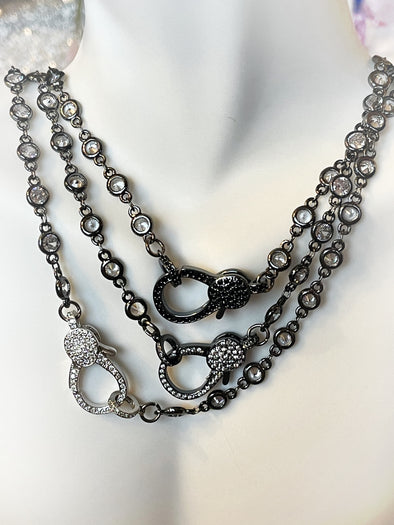 Pave Gunmetal Crystal Charm Necklace