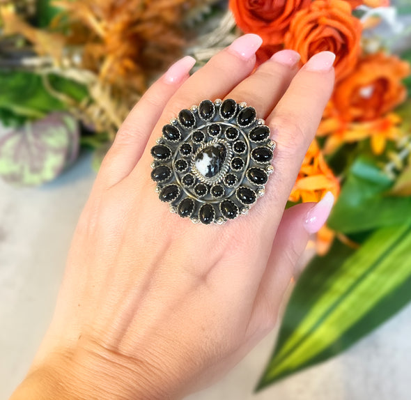 Sterling Silver Oreo Cookie Cluster Ring