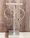 Sterling Silver Roped Hoop Gemstone Earrings