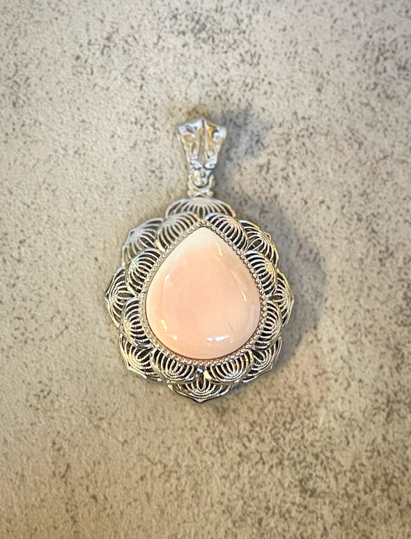 Sterling Silver Pink Conch Layers Pendant