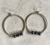 Sterling Silver Roped Hoop Gemstone Earrings