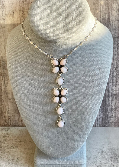 Sterling Silver Pink Opal Artisan Drop Necklace