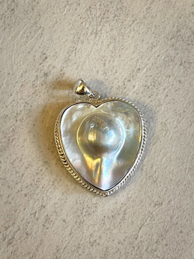 Sterling Silver Mabe Pearl Heart Pendant