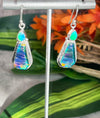 Sterling Silver Coffin Aurora Opal Earrings