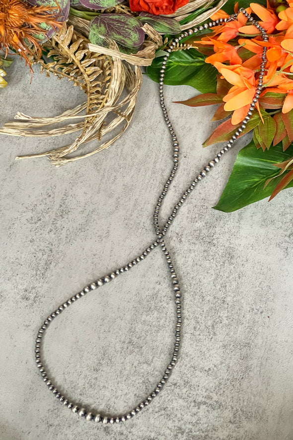 Sterling Silver Long Variation Desert Pearl Necklace 36”
