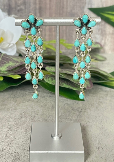 Sterling Silver Natural Stone Chandelier Earrings