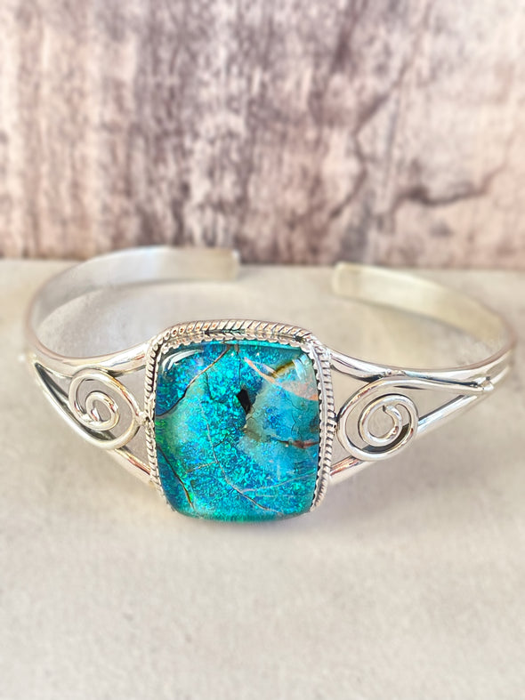 Sterling Silver Sterling Opal Open Cuff Bracelet