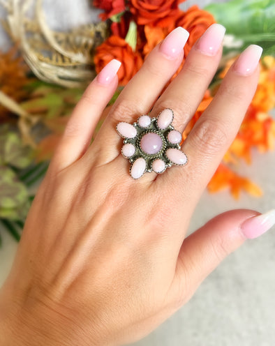 Sterling Silver Pink Opal Custom Cluster Ring