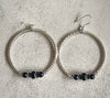 Sterling Silver Roped Hoop Gemstone Earrings