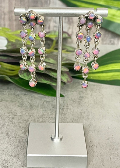 Sterling Silver Aurora Opal Chandelier Earrings