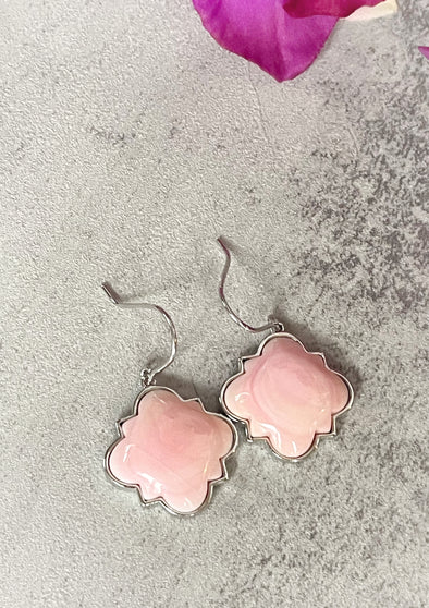 Sterling Silver Pink Conch Artisan Earrings