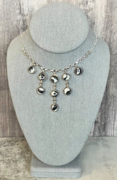 Sterling Silver Oreo Multi Artisan Drop Stone Necklace