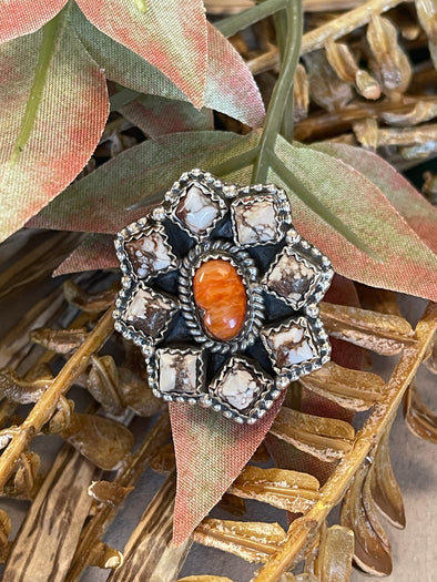Sterling Silver Wild Horse/Spiny Cluster Ring