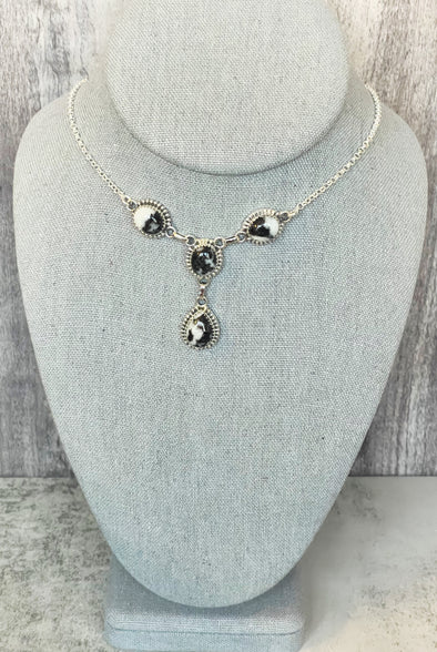 Sterling Silver Oreo Multi Stone Lariat Necklace