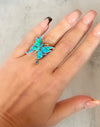 Sterling Silver Opal Inlay Handmade Artisan Butterfly Ring