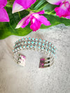 Sterling Silver Three Row Turquoise Custom Open Cuff