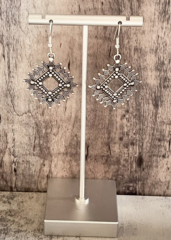 Sterling Silver Artisan Silver Work Earrings