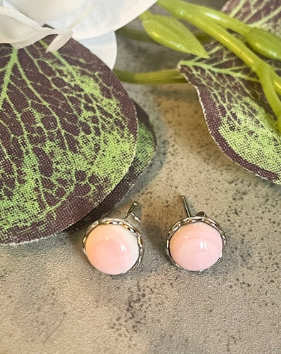 Sterling Silver Pink Conch Stud Earrings