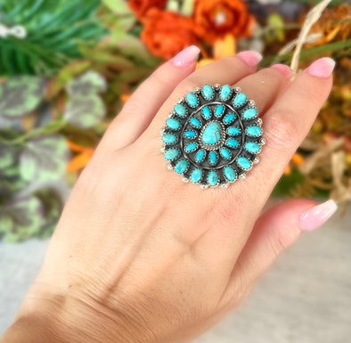 Sterling Silver Turquoise Statement Cluster Ring
