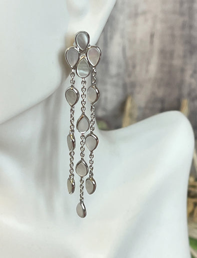 Sterling Silver MOP Shell Chandelier Artisan Earrings