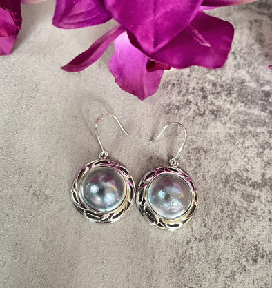 Sterling Silver Artisan Mabe Pearl Earrings