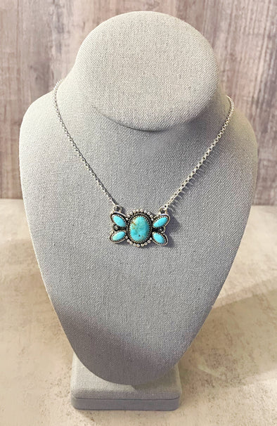 Sterling Silver Turquoise Bow Tie Necklace