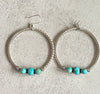 Sterling Silver Roped Hoop Gemstone Earrings