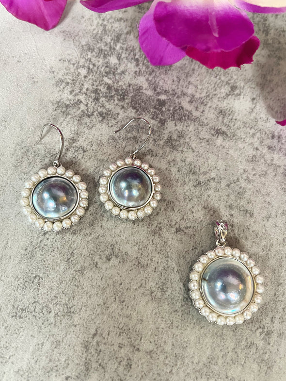 Sterling Silver Mabe Pearl/Pearl Earrings