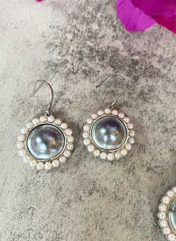 Sterling Silver Mabe Pearl/Pearl Earrings