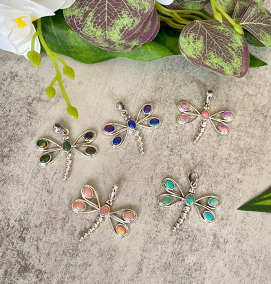 Sterling Silver Dragonfly Opal Pendants