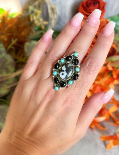 Sterling Silver Oreo Jasper/Turquoise Custom Ring