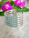 Sterling Silver Six Row Turquoise Statement Open Cuff