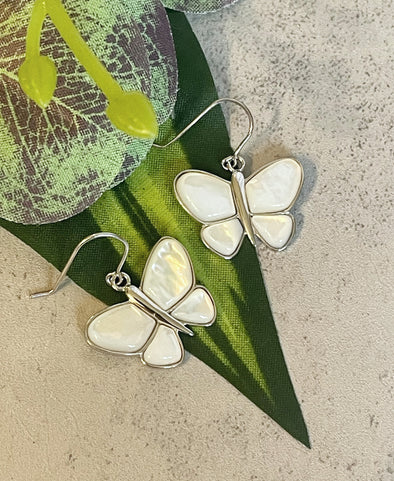 Sterling Silver Butterfly MOP Earrings
