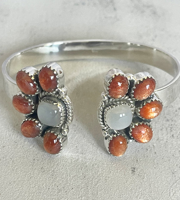 Sterling Silver Sunstone Mix Open Custom Cuff