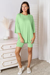 Basic Bae Full Size Soft Rayon Three-Quarter Sleeve Top and Shorts Set