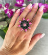 Sterling Silver Pink Neon Opal/Onyx Custom Ring