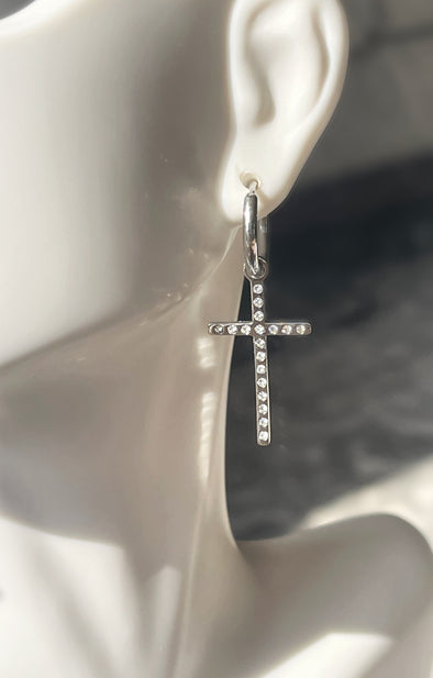 Stainless Cross Drop Earrings