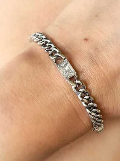 Stainless Crystal Bar Bracelet