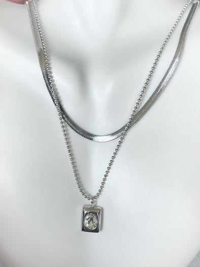 Stainless Crystal Layered Necklace