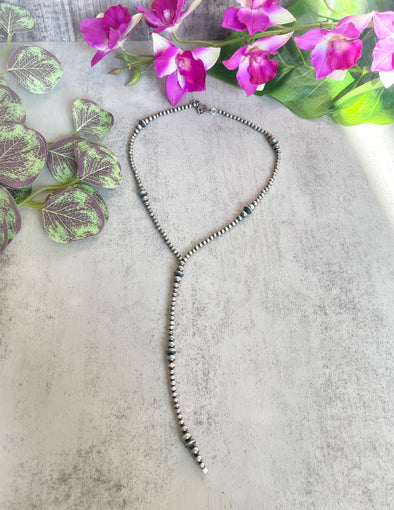 Sterling Silver Desert Pearl Graduated Bead/Saucer Lariat Necklace