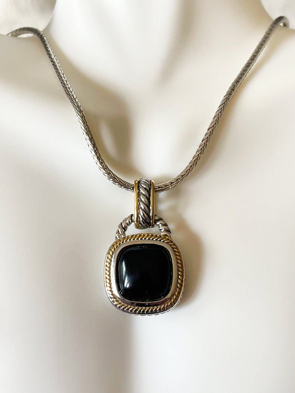 Two stone Roped Black Stone Necklace