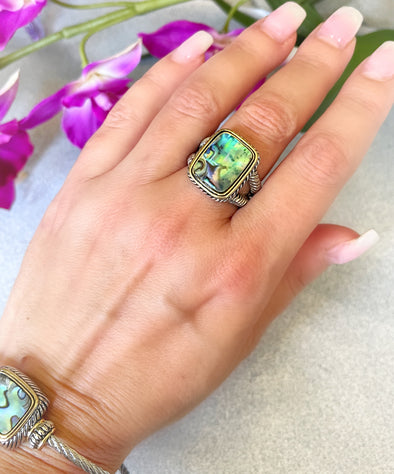 The Abalone Two Tone Roped Ring