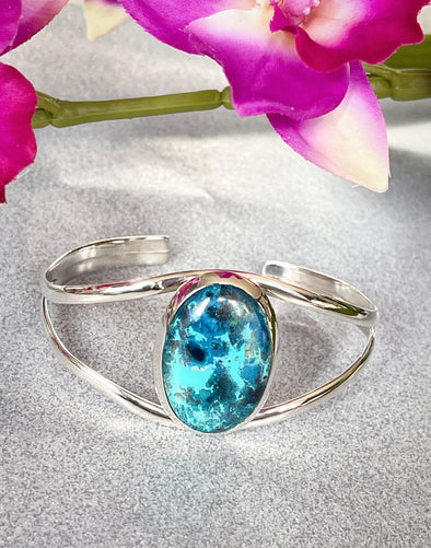 Sterling Silver Shattuckite Oval Cuff