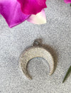 Pave Silver Crescent Pendant