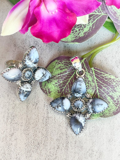 Sterling Silver Dendritic Opal Cross Pendant