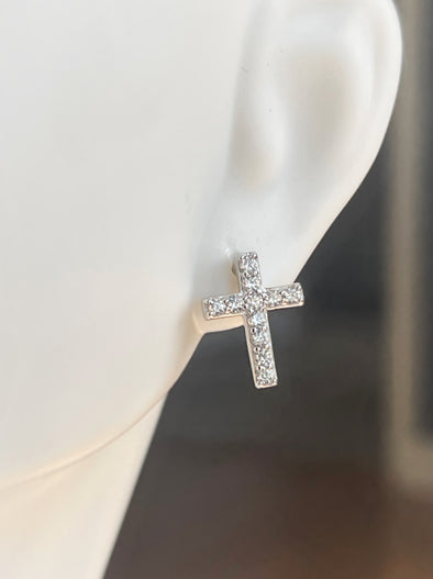 Sterling Silver Cross Stud Earrings