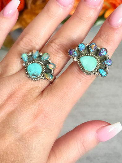 Sterling Silver Mini Cluster Turquoise Rings