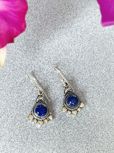 Sterling Silver Blue Lapis Artisan Earrings